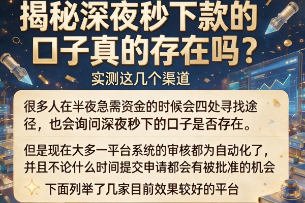揭秘深夜秒下款的口子真的存在吗？实测这几个渠道