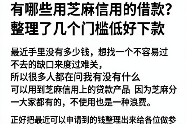 有哪些用芝麻信用的借款？整理了几个门槛低好下款的