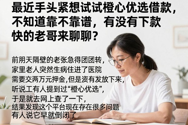 最近手头紧想试试橙心优选借款，不知道靠不靠谱，有没有下款快的老哥来聊聊？