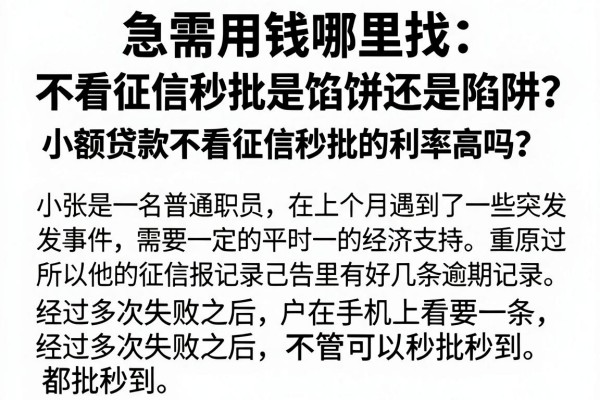 急需用钱哪里找？不看征信秒批是馅饼还是陷阱？小额贷款不看征信秒批的利率高吗？