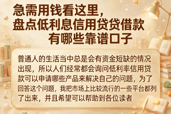 急需用钱看这里，盘点低利息信用贷借款有哪些靠谱口子