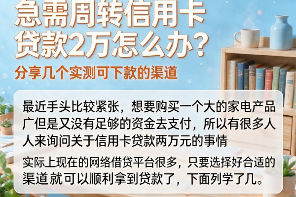 急需周转信用卡贷款2万怎么办?分享几个实测可下款的渠道