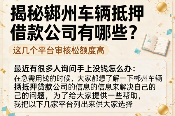 揭秘郴州车辆抵押借款公司有哪些，这几个平台审核松额度高