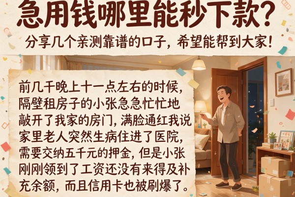 急用钱哪里能秒下款？分享几个亲测靠谱的口子，希望能帮到大家！