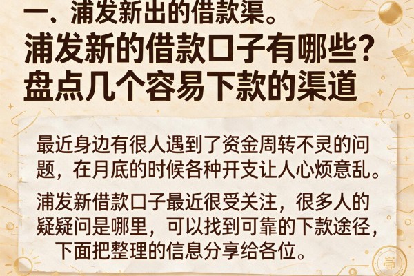 浦发新的借款口子有哪些？盘点几个容易下款的渠道
