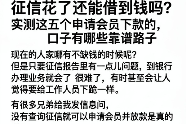 征信花了还能借到钱吗？实测这五个申请会员下款的口子有哪些靠谱路子