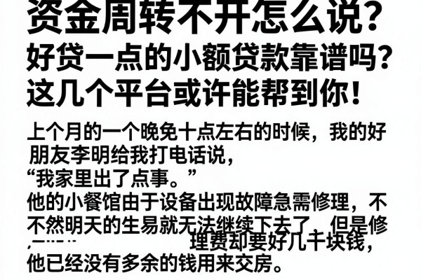 资金周转不开怎么办？好贷一点的小额贷款靠谱吗？这几个平台或许能帮到你！