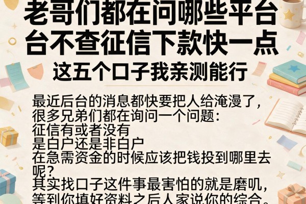 老哥们都在问哪些平台不查征信下款快一点，这五个口子我亲测能行