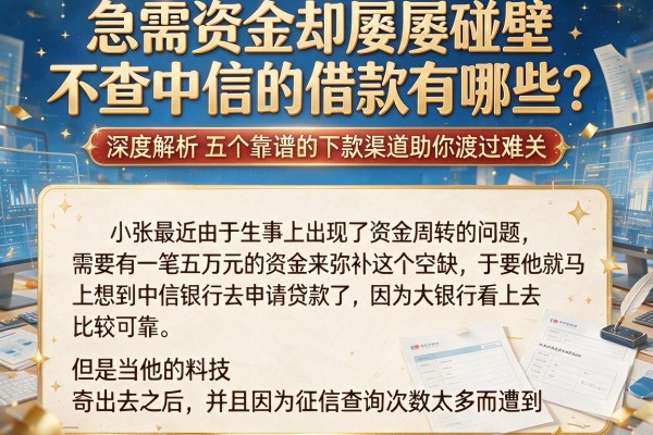 急需资金却屡屡碰壁？不查中信的借款有哪些？深度解析五个靠谱的下款渠道助你渡过难关