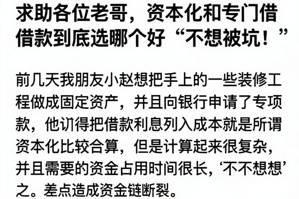 求助各位老哥，资本化和专门借款到底选哪个好？不想被坑！