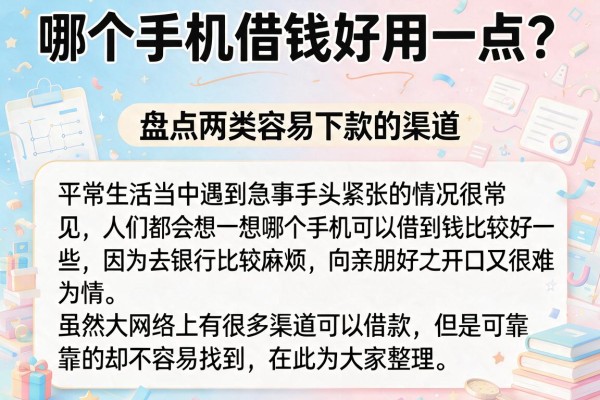 哪个手机借钱好用一点？盘点两类容易下款的渠道