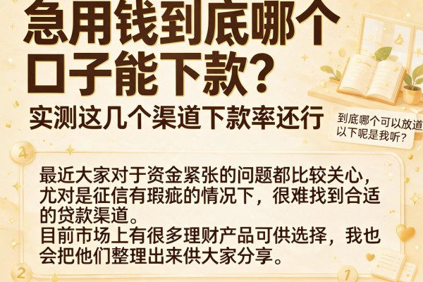 急用钱到底哪个口子能下款？实测这几个渠道下款率还行