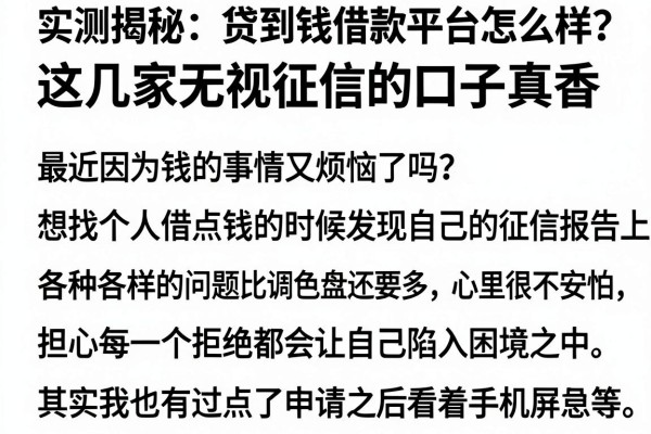 实测揭秘：贷到钱借款平台怎么样？这几家无视征信的口子真香