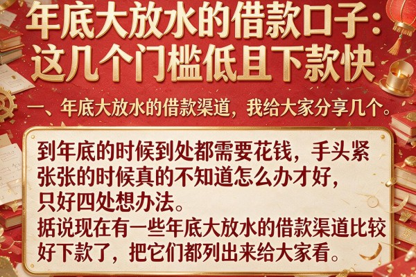 年底大放水的借款口子：这几个门槛低且下款快