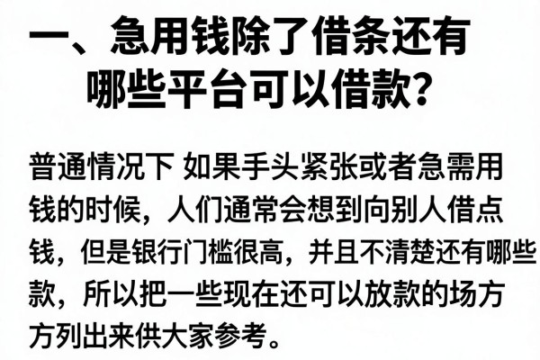 急用钱除了借条还有哪些平台可以借款？整理几个实用的