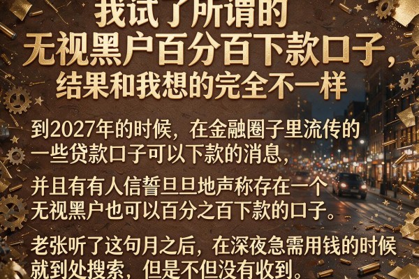 我试了所谓的无视黑户百分百下款口子，结果和我想的完全不一样