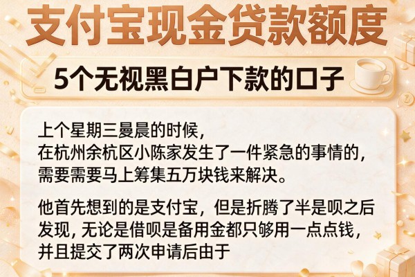 支付宝现金贷款额度，详尽说明5个无视黑白户下款的口子