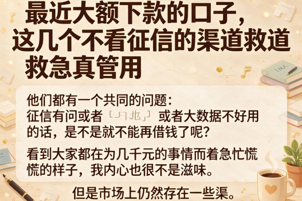 最近大额下款的口子，这几个不看征信的渠道救急真管用