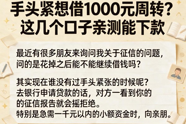 手头紧想借1000元周转？这几个口子亲测能下款