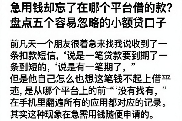 急用钱却忘了在哪个平台借的款？盘点五个容易忽略的小额贷口子
