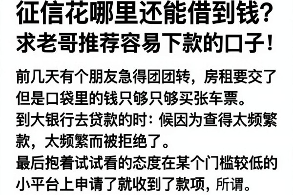 征信花哪里还能借到钱？求老哥推荐容易下款的口子！