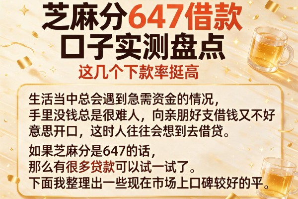 芝麻分647借款口子实测盘点，这几个下款率挺高