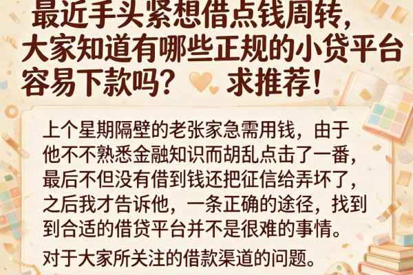 最近手头紧想借点钱周转，大家知道有哪些正规的小贷平台容易下款吗？求推荐！