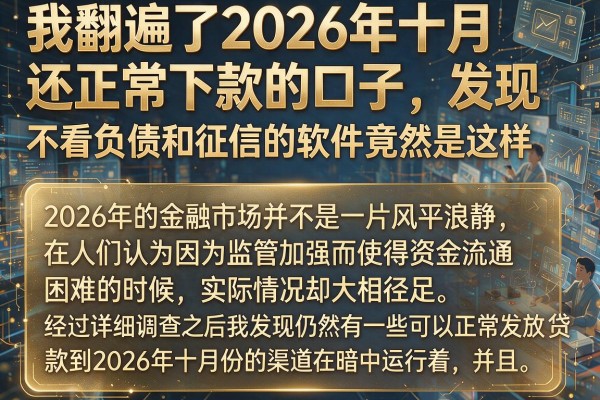 我翻遍了2026年十月还正常下款的口子,发现不看负债和征信的软件竟然是这样