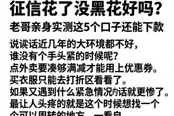 征信花了没黑花好吗？老哥亲身实测这5个口子还能下款