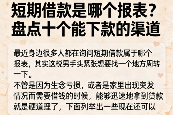 短期借款是哪个报表？盘点十个能下款的渠道