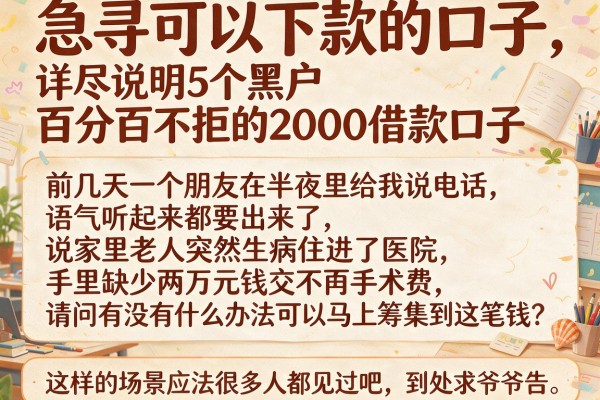 急寻可以下款的口子，详尽说明5个黑户百分百不拒的2000借款口子