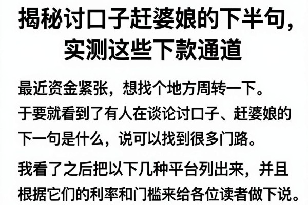 揭秘讨口子赶婆娘的下半句，实测这些下款通道