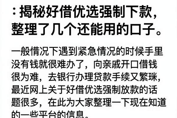 揭秘好借优选强制下款,整理了几个还能用的口子
