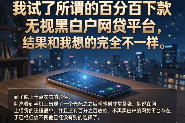 我试了所谓的百分百下款无视黑白户网贷平台，结果和我想的完全不一样