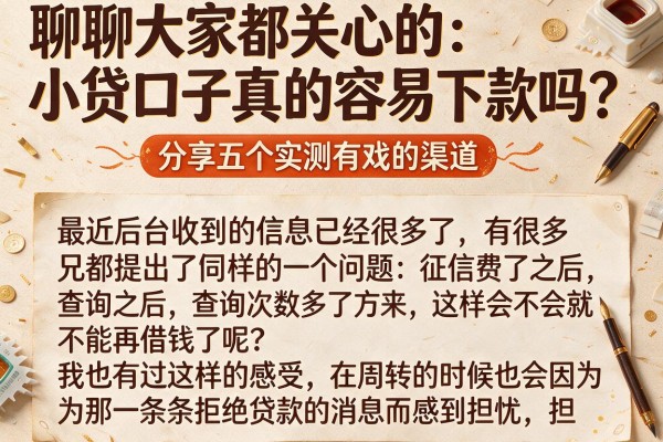 聊聊大家都关心的：小贷口子真的容易下款吗？分享五个实测有戏的渠道