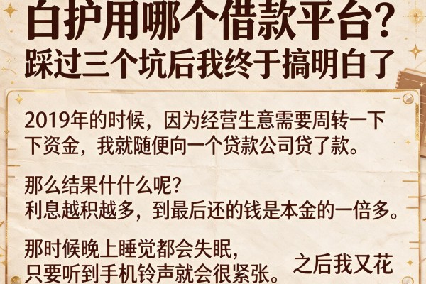 白护用哪个借款平台？踩过三个坑后我终于搞明白了