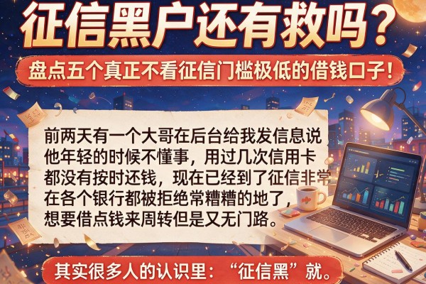 征信黑户还有救吗？盘点五个真正不看征信门槛极低的借钱口子！