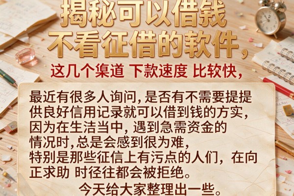 揭秘可以借钱不看征信的软件，这几个渠道下款速度比较快