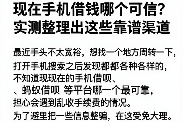 现在手机借钱哪个可信？实测整理出这些靠谱渠道