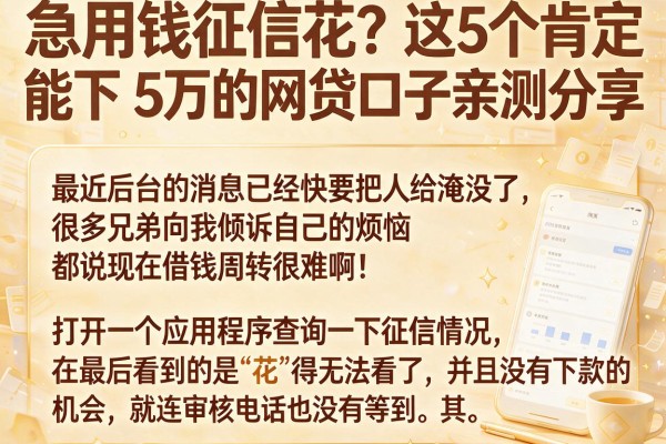 急用钱征信花？这5个肯定能下5万的网贷口子亲测分享