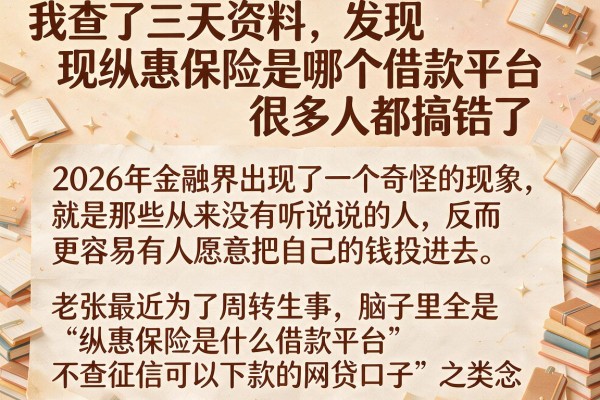 我查了三天资料，发现纵惠保险是哪个借款平台很多人都搞错了