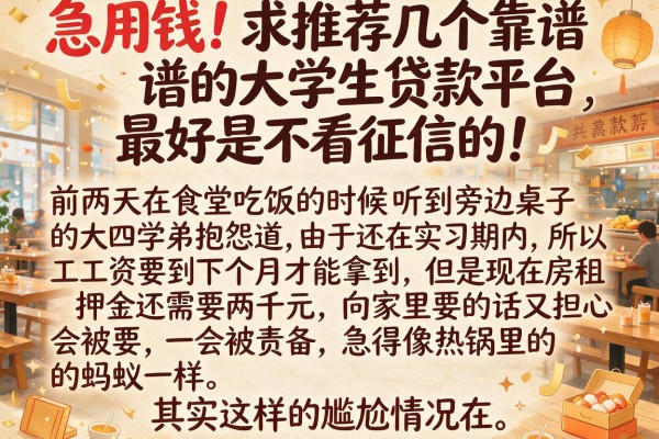 急用钱！求推荐几个靠谱的大学生贷款平台，最好是不看征信的！