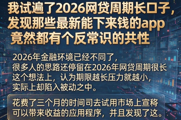 我试遍了2026网贷周期长口子，发现那些最新能下来钱的app竟然都有个反常识的共性