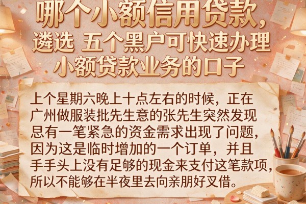 哪个小额信用贷款，遴选五个黑户可快速办理小额贷款业务的口子