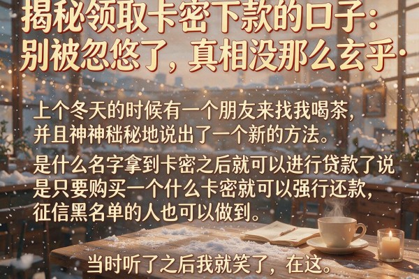 揭秘领取卡密下款的口子：别被忽悠了，真相没那么玄乎