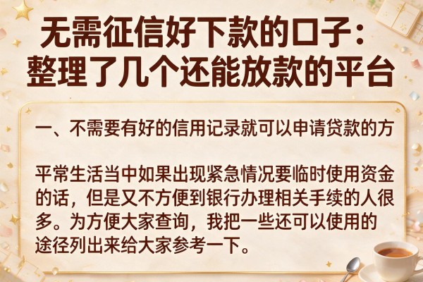 无需征信好下款的口子：整理了几个还能放款的平台