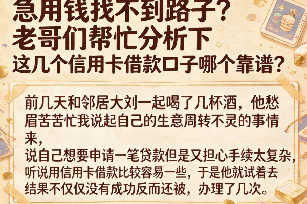 急用钱找不到路子?老哥们帮忙分析下这几个信用卡借款口子哪个靠谱?