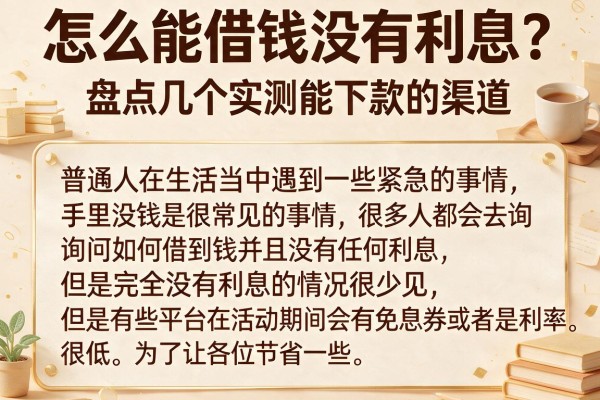 怎么能借钱没有利息？盘点几个实测能下款的渠道