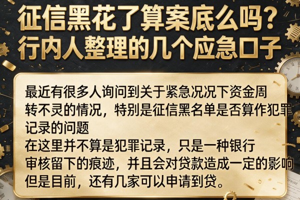 征信黑花了算案底么吗？行内人整理的几个应急口子