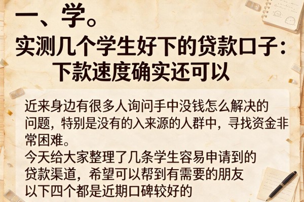 实测几个学生好下的贷款口子，下款速度确实还可以